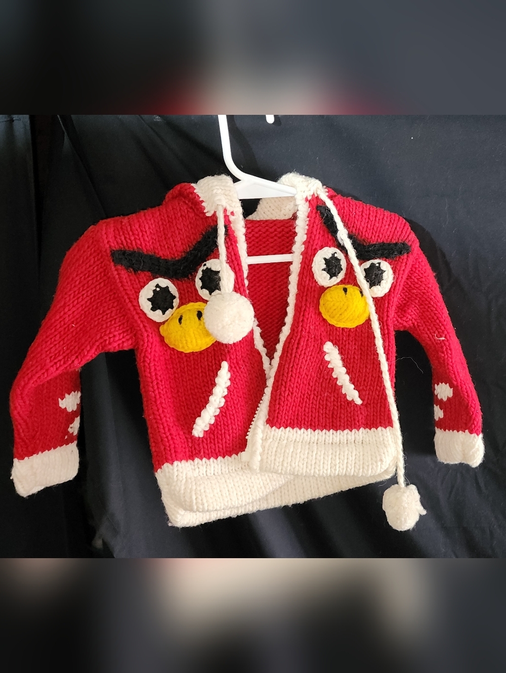 Handmade Red Angry Bird Themed Knit Hoodie